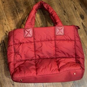 Elegant Red Quilted Tote Bag